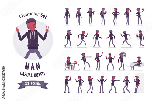 Young black man ready-to-use character set