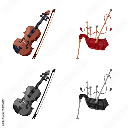 Isolated object of music and tune icon. Collection of music and tool stock vector illustration.