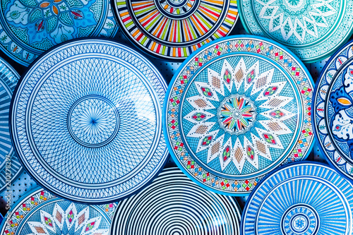 Canvastavla Beautiful colorful and traditional dish plates, Morocco in Africa