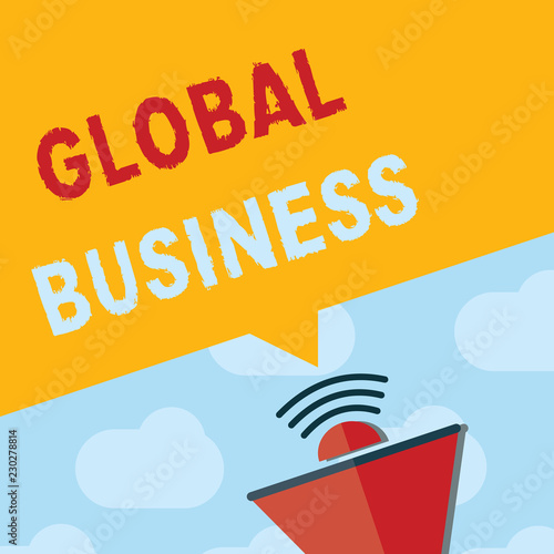 Text sign showing Global Business. Conceptual photo Trade and business system a company doing across the world. photo