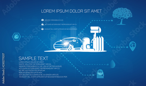 Car fueled by liquefied gas infographics.