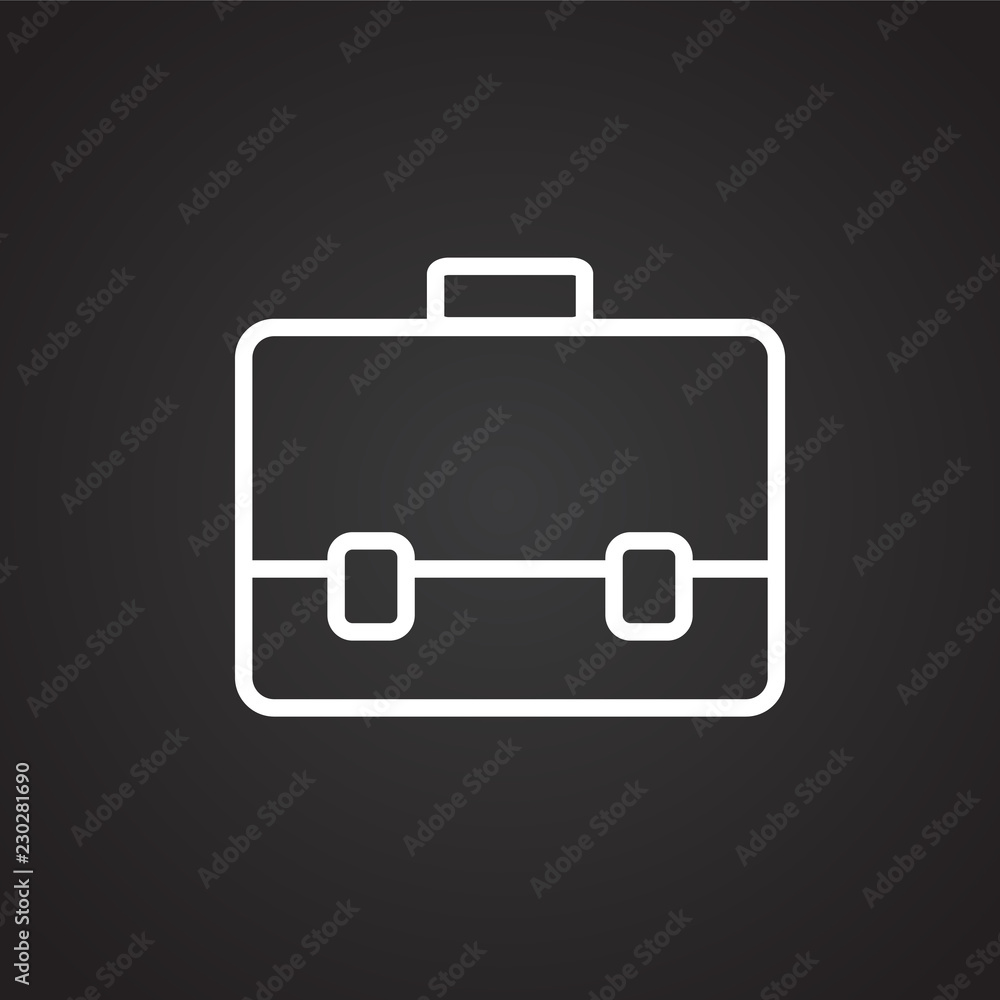 Business briefcase thin line on black background icon Business briefcase thin line on black background icon
