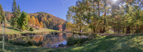 Autumn landscape at the arboretum of the Aubonne valley, Switzerland © Patric Froidevaux