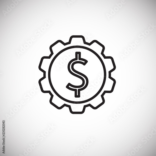 Dollar gear thin line on white background icon