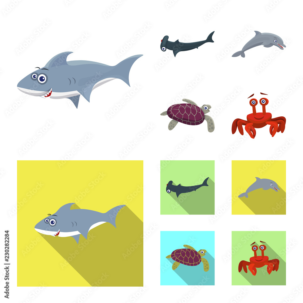 Vector design of sea and animal icon. Collection of sea and marine stock symbol for web. Vector design of sea and animal icon. Collection of sea and marine stock symbol for web.