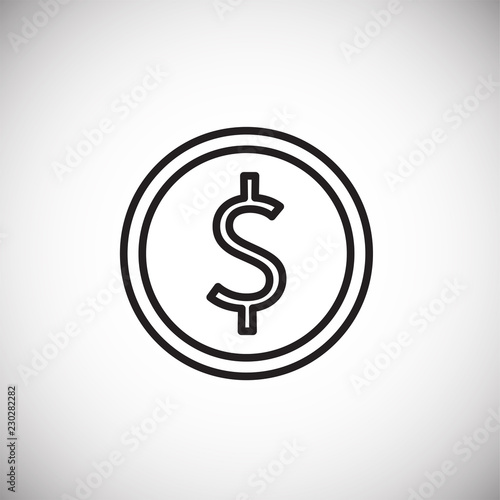 Dollar coin thin line on white background icon