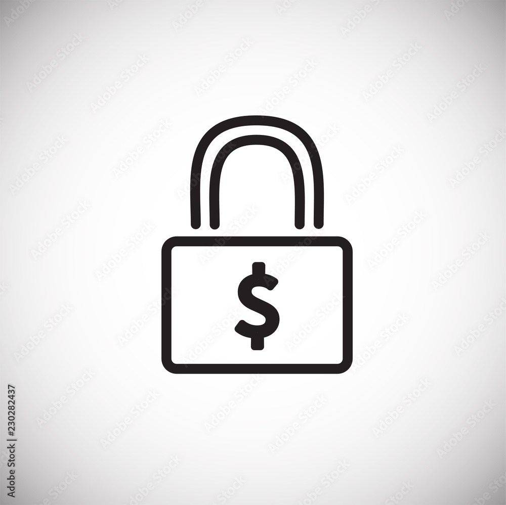 Lock with dollar thin line on white background icon Lock with dollar thin line on white background icon