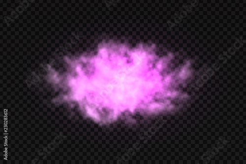 Vector realistic isolated colorful purple smoke for decoration and covering on the transparent background.