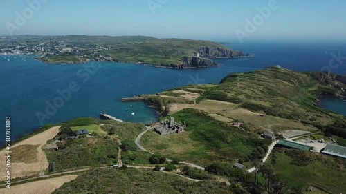 Ruins and lighthouse in the bay at Baltimore. Ireland photo