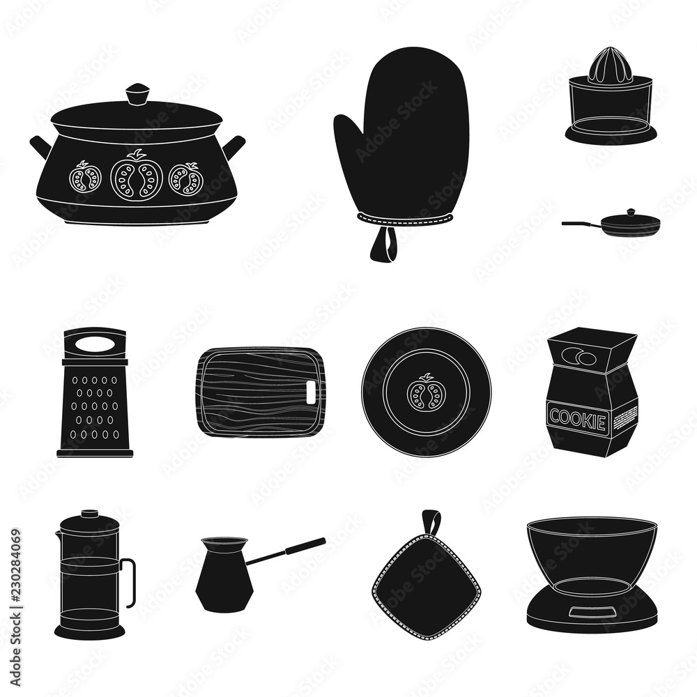 Vector illustration of kitchen and cook logo. Set of kitchen and appliance stock vector illustration. Vector illustration of kitchen and cook logo. Set of kitchen and appliance stock vector illustration.