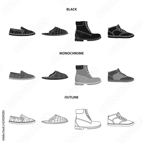 Vector design of shoe and footwear sign. Collection of shoe and foot stock vector illustration.