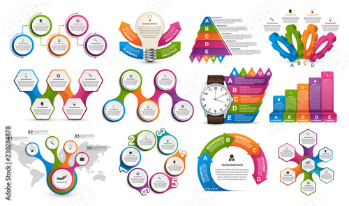 Collection infographics. Design elements. Infographics for business presentations or information banner.