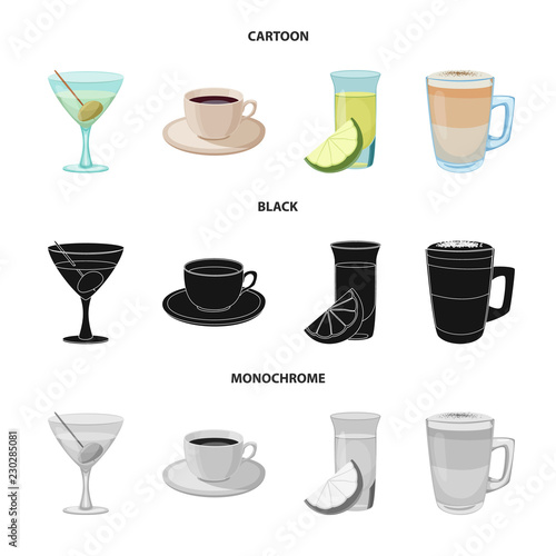 Isolated object of drink and bar sign. Set of drink and party vector icon for stock.
