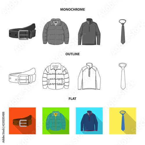 Isolated object of man and clothing sign. Set of man and wear stock symbol for web.