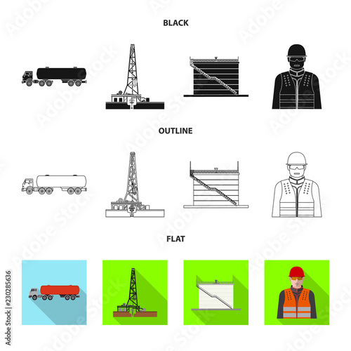 Vector illustration of oil and gas logo. Collection of oil and petrol vector icon for stock.