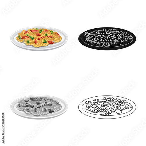 Isolated object of pasta and carbohydrate icon. Set of pasta and macaroni stock symbol for web.