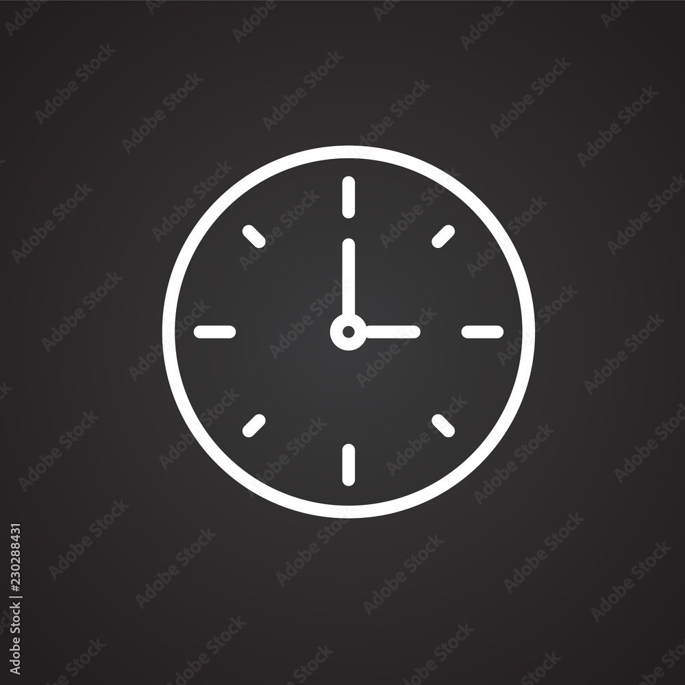 Clock time thin line on black background icon Clock time thin line on black background icon