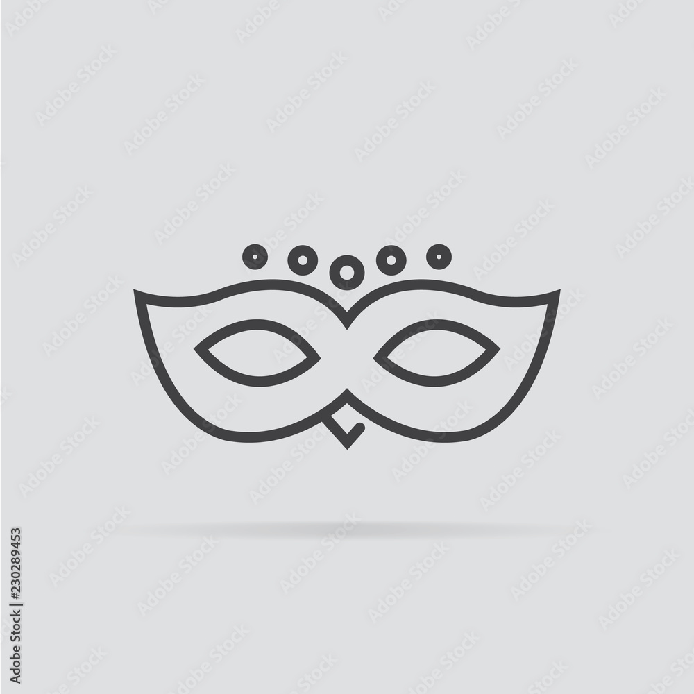 Carnival mask icon in flat style isolated on grey background. Carnival mask icon in flat style isolated on grey background.