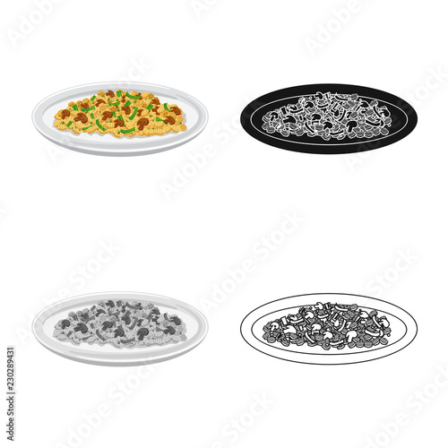 Isolated object of pasta and carbohydrate logo. Collection of pasta and macaroni stock vector illustration.