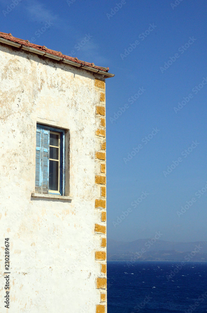 weisse Hauswand, Kreta, Griechenland