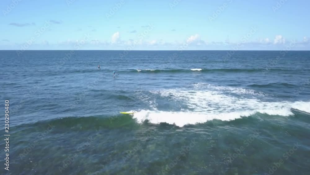 surfer rides the wave with a sup, fuerteventura surfer rides the wave with a sup, fuerteventura