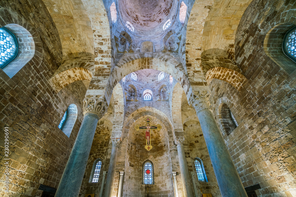Interior sight in the Church of San Cataldo in Palermo. Sicily, Italy.