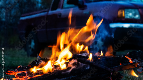 flames of camping fire