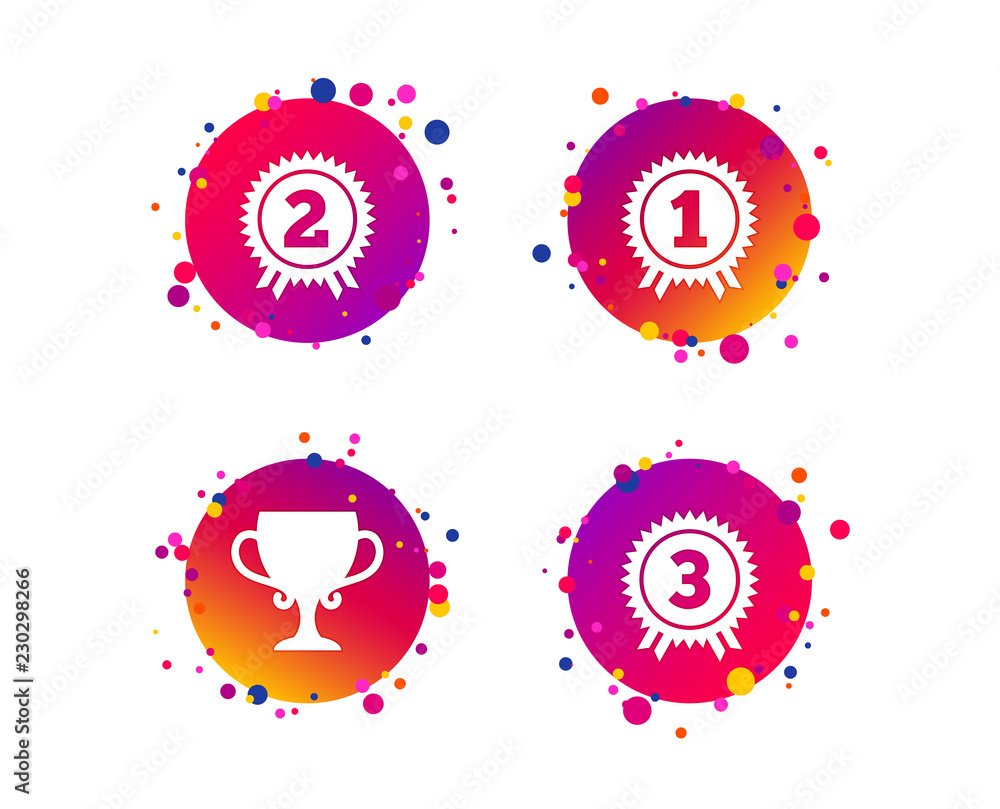 First, second and third place icons. Award medals sign symbols. Prize ...