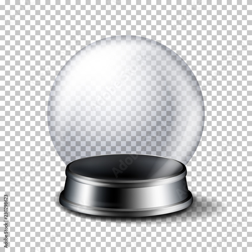 Realistic transparent snowball, isolated.