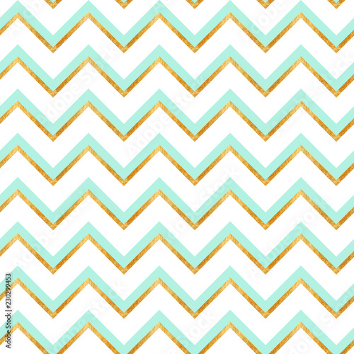 Seamless mint pattern with gold texture