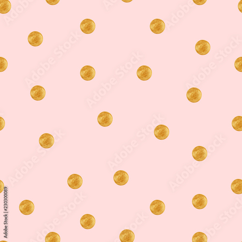 Seamless pink pattern with gold spots