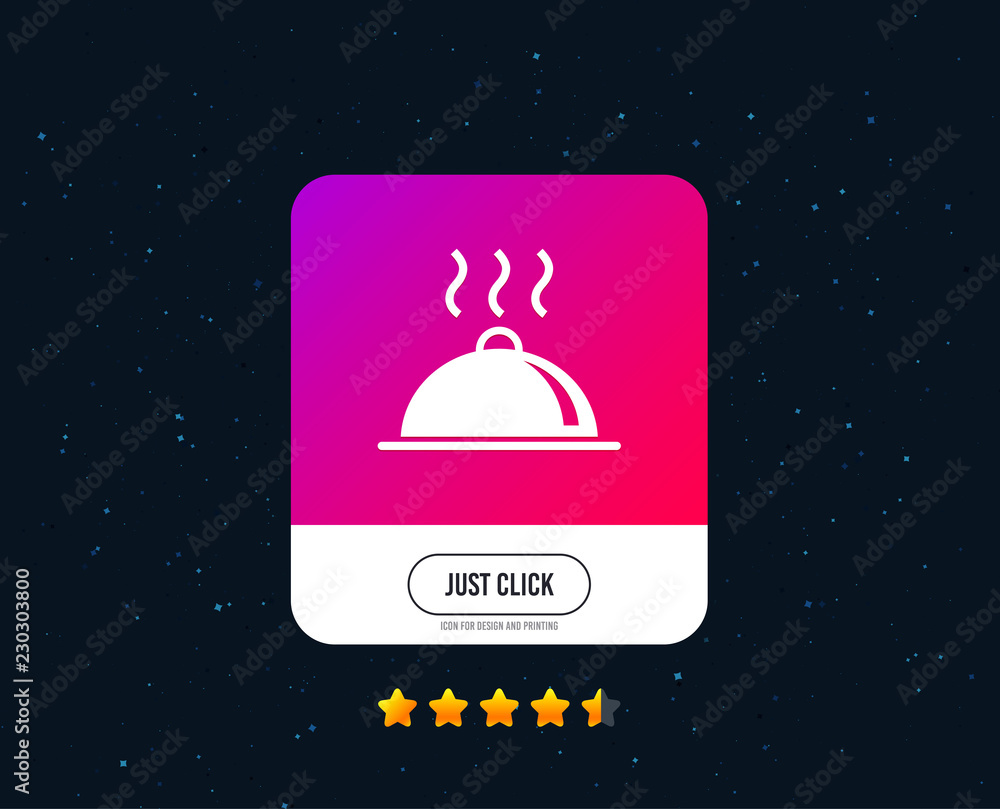 Food platter serving sign icon. Table setting in restaurant symbol. Hot warm meal. Web or internet icon design. Rating stars. Just click button. Vector Food platter serving sign icon. Table setting in restaurant symbol. Hot warm meal. Web or internet icon design. Rating stars. Just click button. Vector