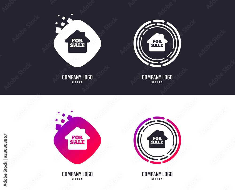 Logotype concept. For sale sign icon. Real estate selling. Logo design. Colorful buttons with icons. Vector