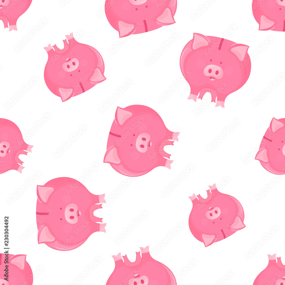 Pink pig piggy bank seamless pattern. Symbol of the New Year 2019 on the Chinese lunar calendar. Pink pig piggy bank seamless pattern. Symbol of the New Year 2019 on the Chinese lunar calendar.