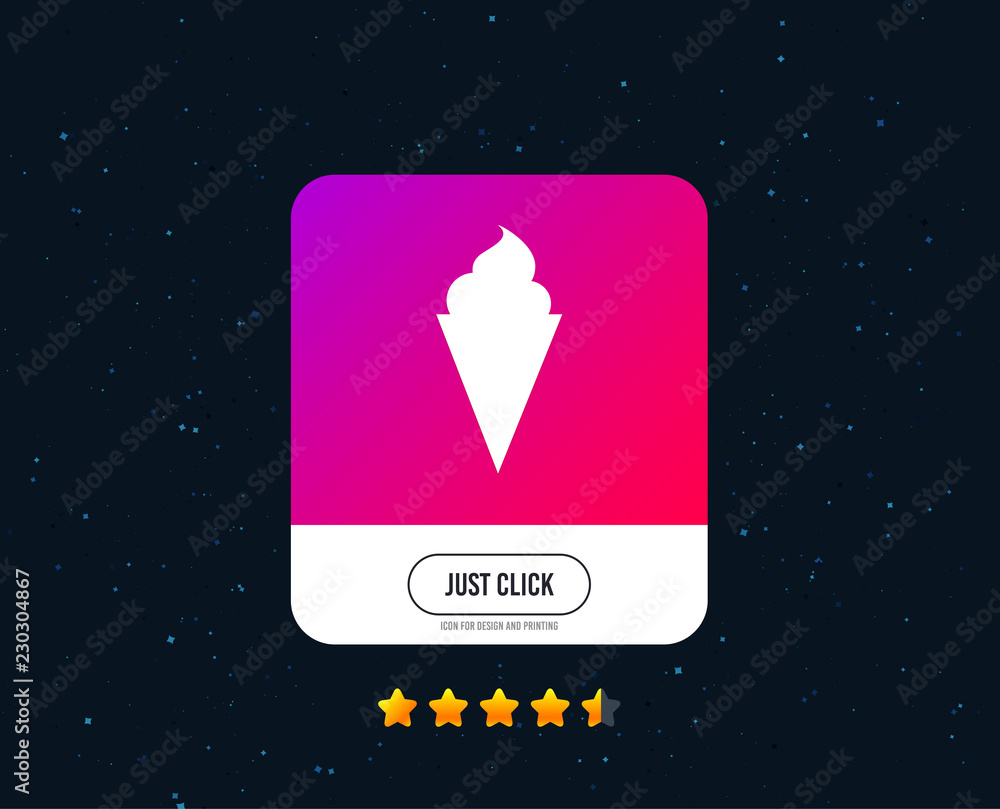 Ice Cream in waffle cone sign icon. Sweet symbol. Web or internet icon design. Rating stars. Just click button. Vector Ice Cream in waffle cone sign icon. Sweet symbol. Web or internet icon design. Rating stars. Just click button. Vector
