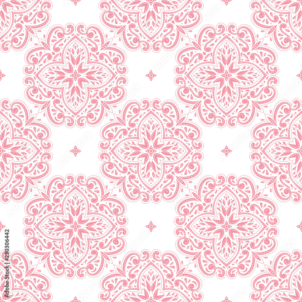 Beautiful white and pink floral seamless pattern. Vintage vector, paisley  elements. Traditional,Turkish, Indian motifs. Great for fabric and textile,  wallpaper, packaging or any desired idea. Stock Vector | Adobe Stock
