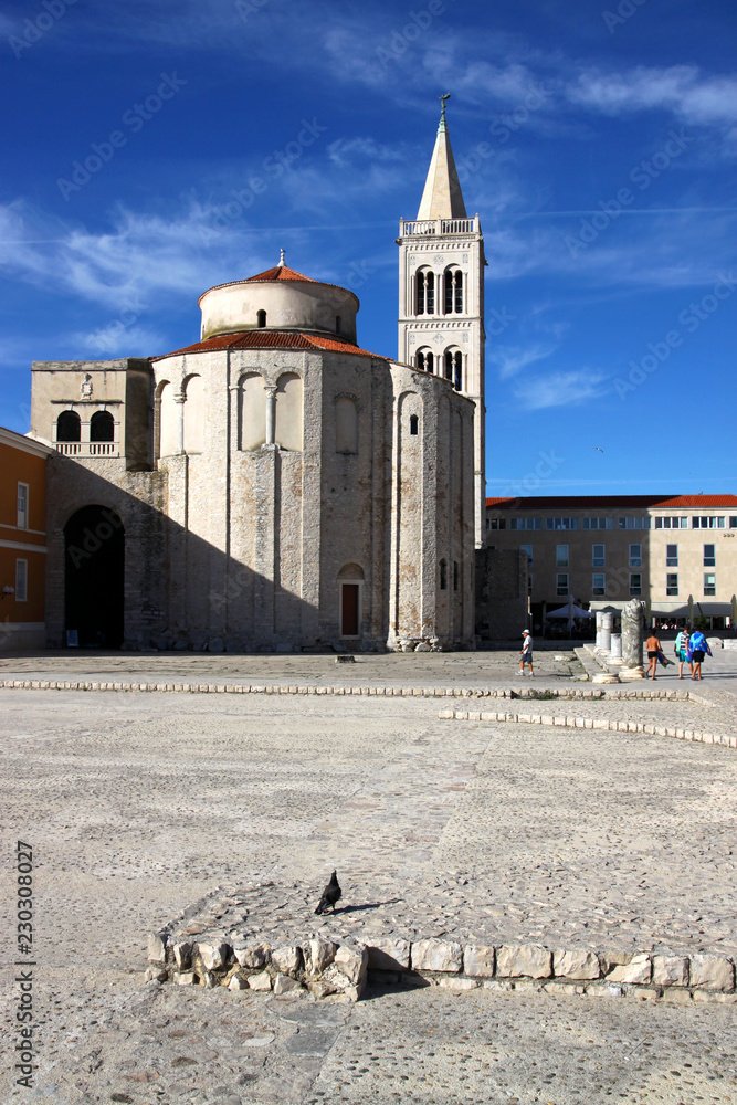 Church of St. Donatus with the belltower of St. Anastasia's Cathedral, Zadar, Croatia