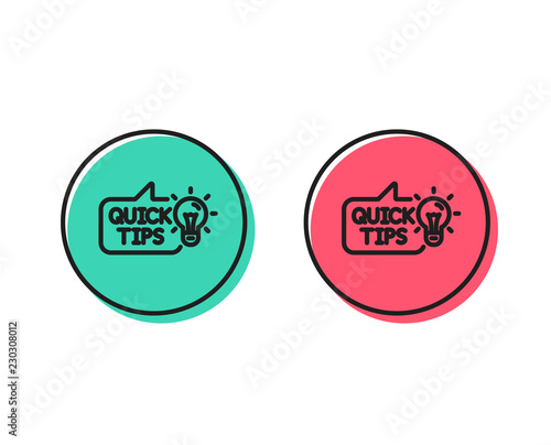 Quick tips line icon. Helpful tricks sign. Tutorials with idea symbol. Positive and negative circle buttons concept. Good or bad symbols. Education idea Vector