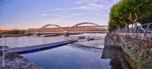 Railway bridge over Côa river at Caminha, Portugal photo