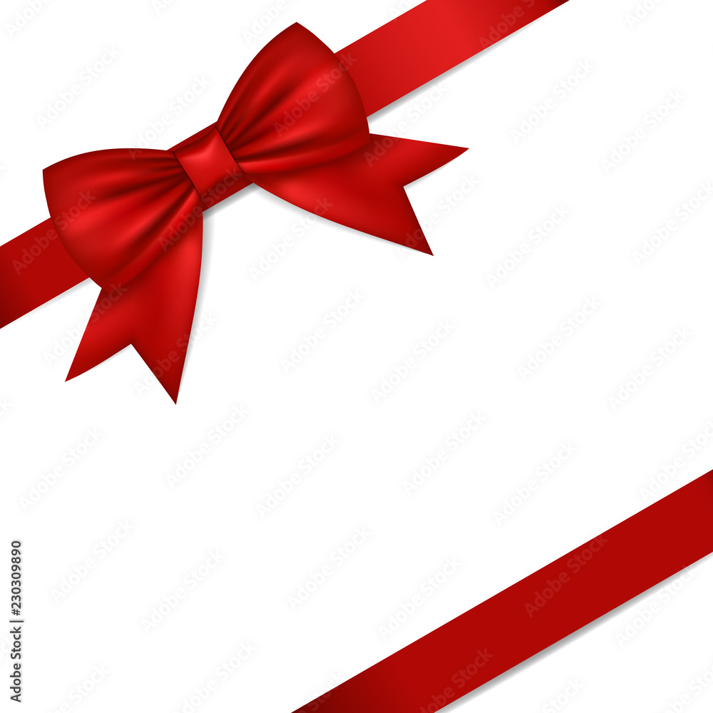 Realistic red bow with ribbon, isolated on white background. Realistic red bow with ribbon, isolated on white background.