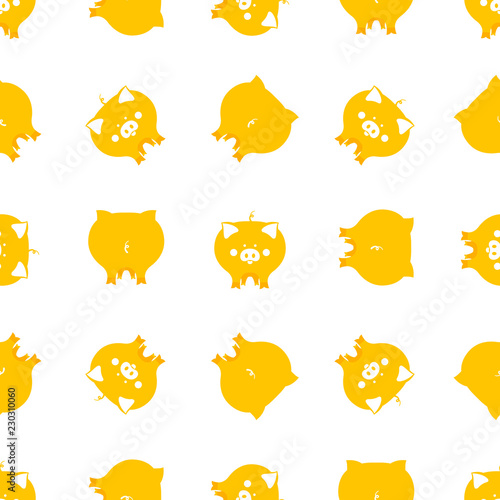 Seamless patterns with cute yellow pigs for the Chinese new year 2019.