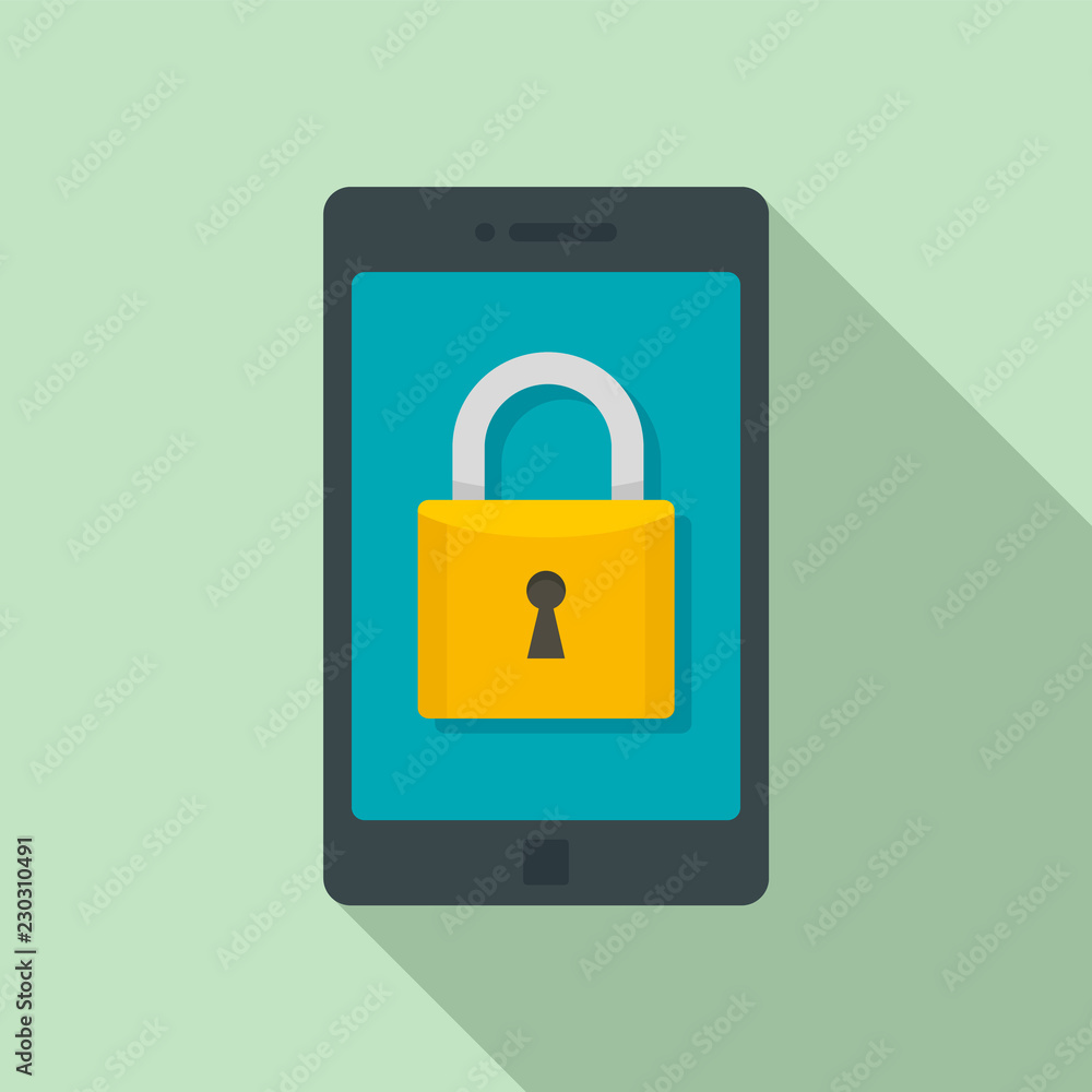Secured smartphone icon. Flat illustration of secured smartphone vector icon for web design Secured smartphone icon. Flat illustration of secured smartphone vector icon for web design
