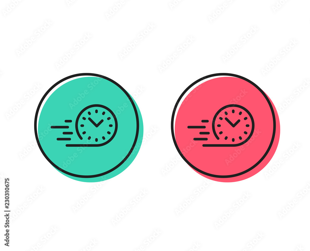 Fast delivery line icon. Time sign. Positive and negative circle buttons concept. Good or bad symbols. Fast delivery Vector Fast delivery line icon. Time sign. Positive and negative circle buttons concept. Good or bad symbols. Fast delivery Vector
