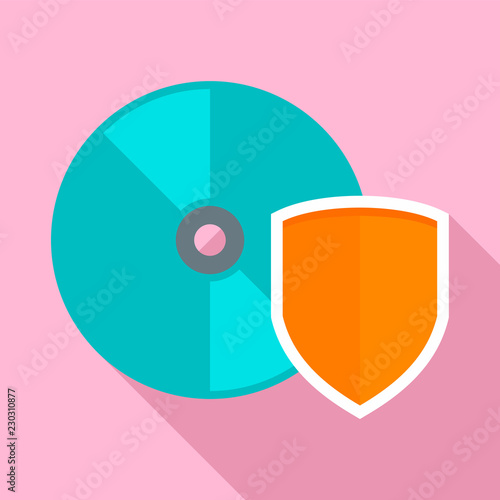 Secured cd disk icon. Flat illustration of secured cd disk vector icon for web design