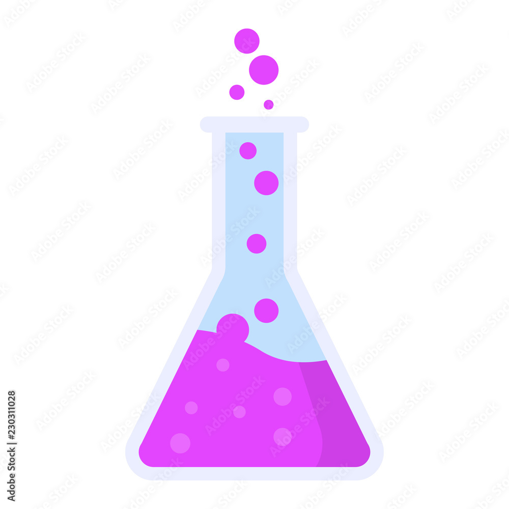 Boiling pink flask icon. Flat illustration of boiling pink flask vector icon for web design