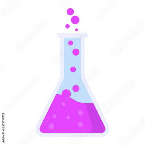 Boiling pink flask icon. Flat illustration of boiling pink flask vector icon for web design