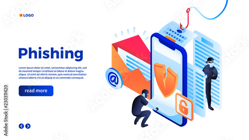 Personal data phishing concept background. Isometric illustration of personal data phishing vector concept background for web design