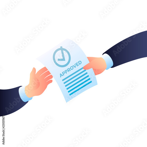 Two hand approved paper icon. Isometric of two hand approved paper vector icon for web design isolated on white background