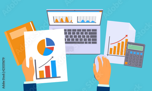 Accounting work graph concept background. Flat illustration of accounting work graph vector concept background for web design