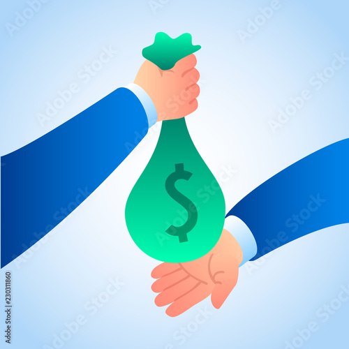 Bribery money bag concept background. Isometric illustration of bribery money bag vector concept background for web design
